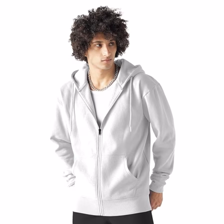 Men Cotton Fleece White Hoodie.