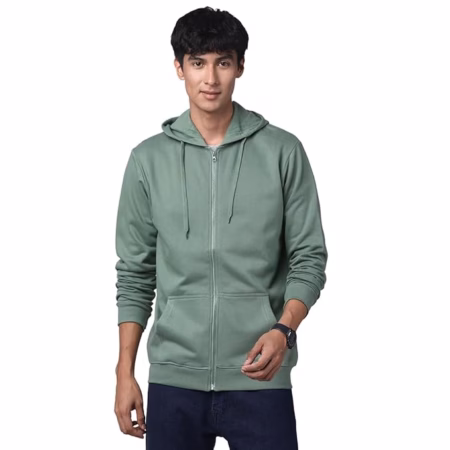 Mens Solid Zipper Pista Hoodie