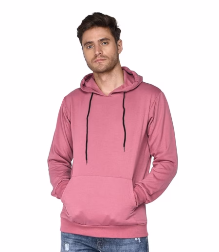 Men Plain Solid Dusty Pink Hoodie