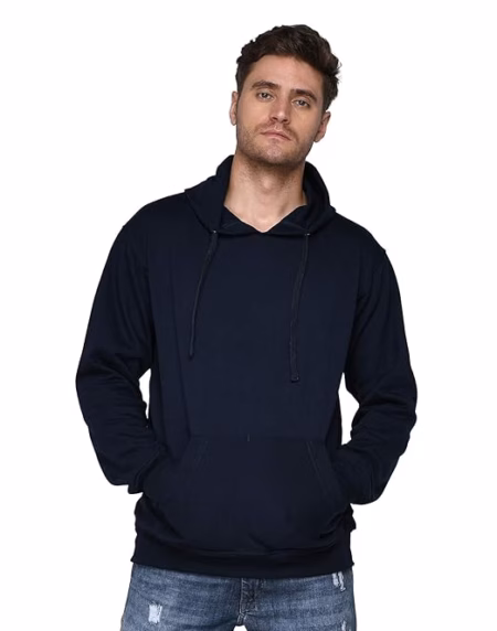 Men Plain Solid Navy Blue Hoodie
