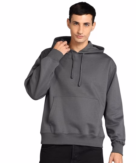 Men's Cotton Oversize Dark Grey Hoodie