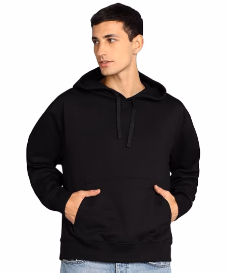 Men's Cotton Oversize Black Hoodie