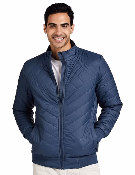 Men's Polyester Standard Airforce Blue Jacket