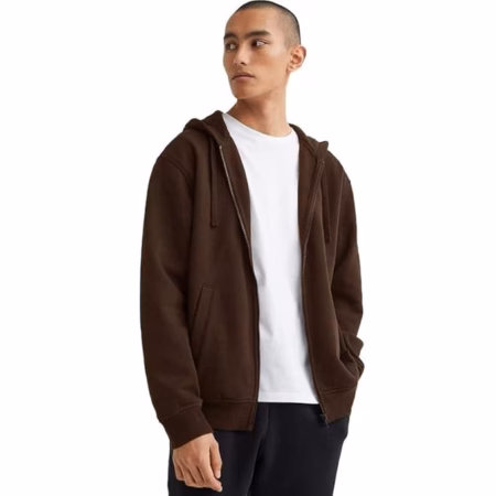 Men's Plain Chain Cotten Brown Jacket