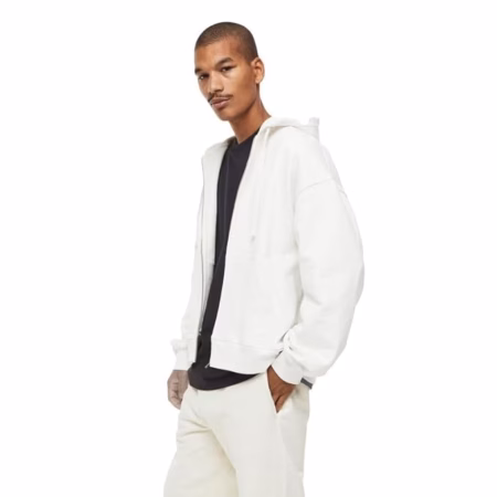 Men's Plain Chain Cotten White Jacket