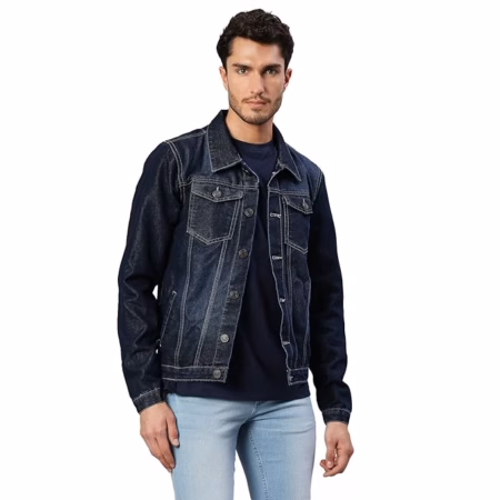Men Regular Fit Denim Dark Blue Jacket