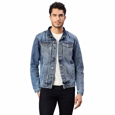 Men Regular Fit Denim Fadded Indigo Jacket