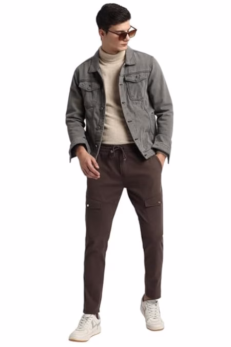 Men Regular Fit Denim Fadded Grey Jacket