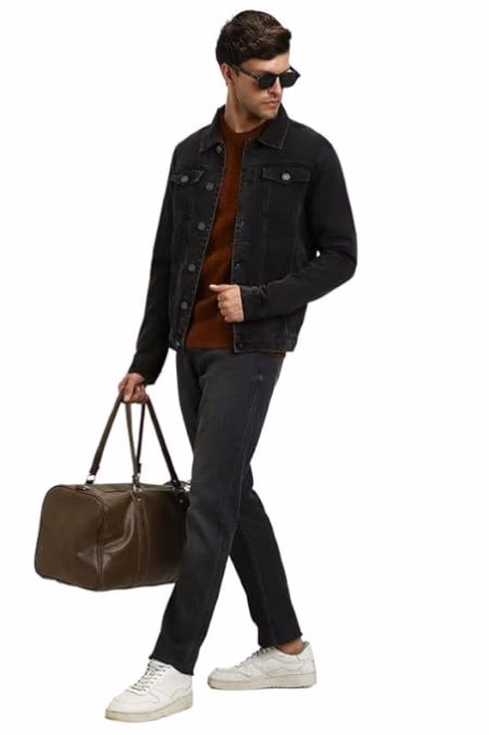 Men Regular Fit Denim Multicolour Jacket
