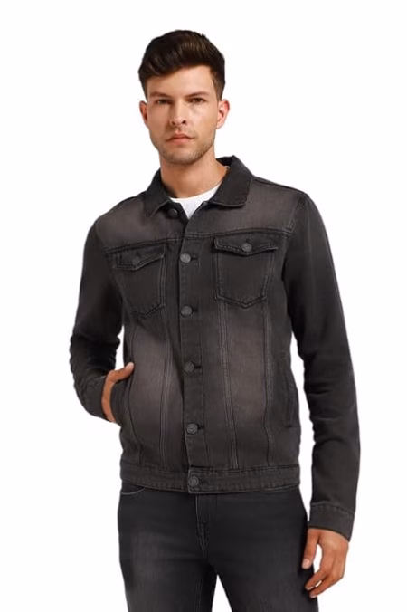Men Regular Fit Denim Multicolour Jacket