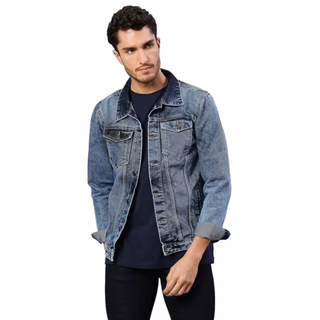 Men Regular Fit Denim Shaded Indigo Jacket