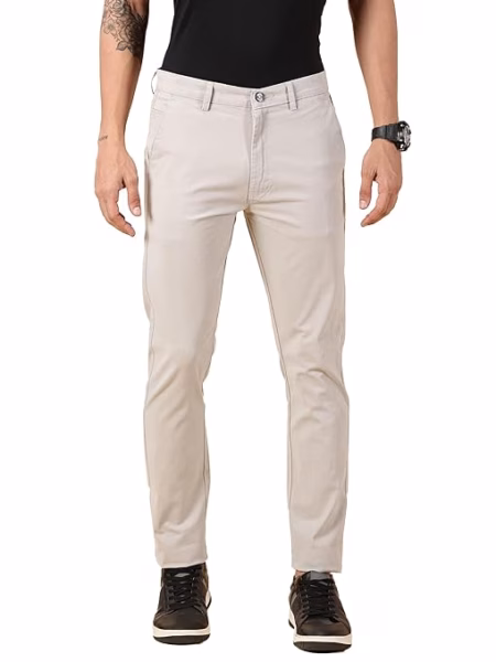 Men Chinos Casual Ash Grey Trousers