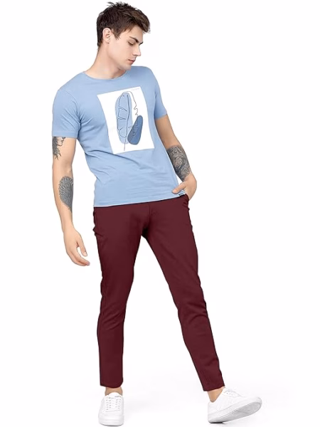 Men Plain Regular Fit Purple Pant