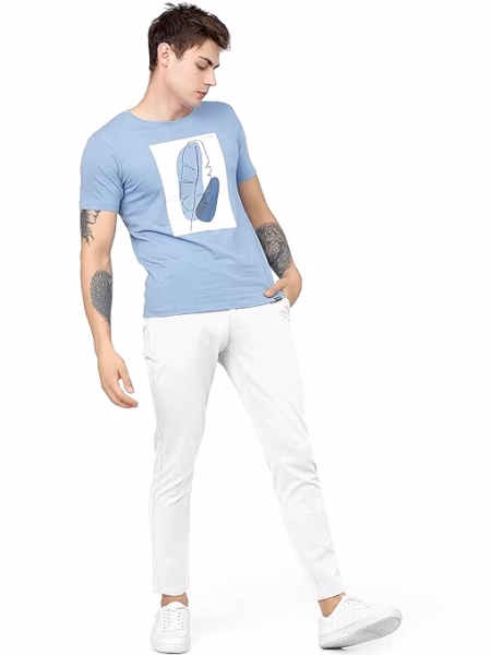 Men Plain Regular Fit White Pant