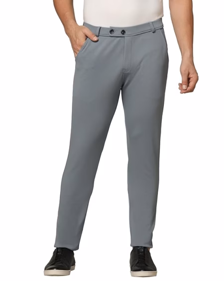 Men's Regular Fit Causal Silver Trouser