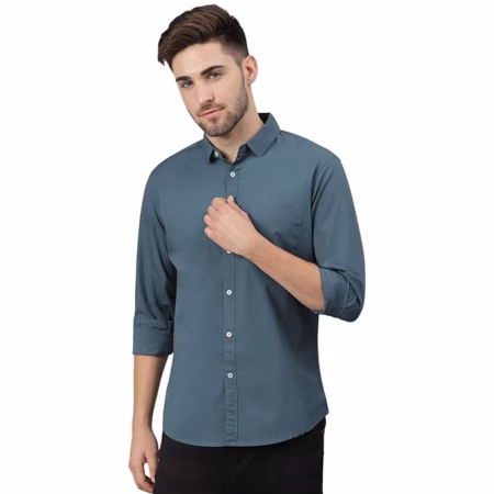Men Solid Cotton Casual Peacock Shirt