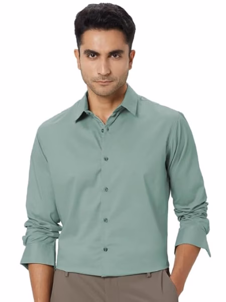 Men's Cotton Formal Light Green Shirt
