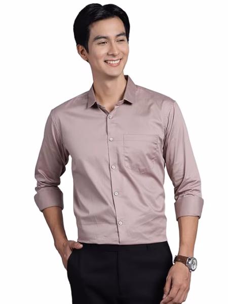 Men Satin Cotton Formal Pastel Clay Shirt
