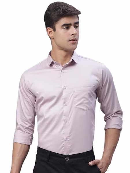 Men Satin Cotton Formal Soft Peach Shirt