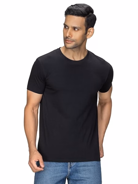 Men Regular Fit Black T-Shirt
