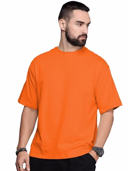 Men Oversized Orange T-Shirt