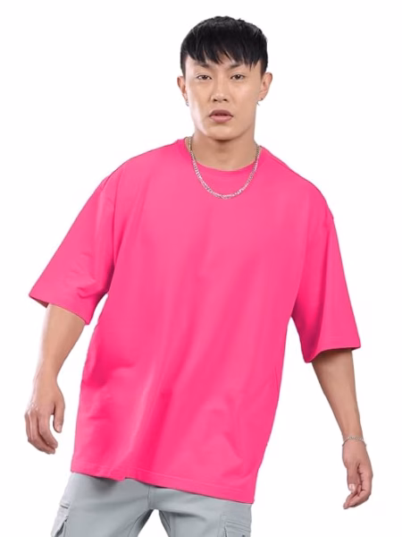 Men Oversized Pink T-Shirt