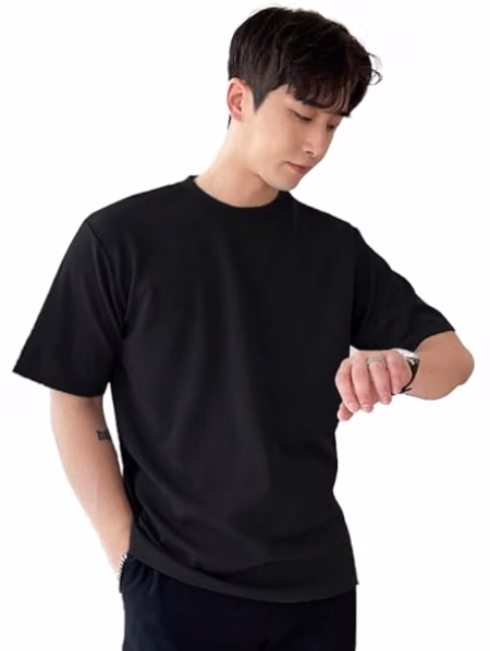 Men Round Neck Black T-Shirt
