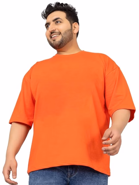 Men Cotton Golden Orange T-Shirt