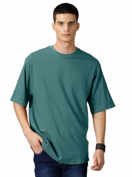 Men Cotton Loose Fit Olive Green T-Shirt