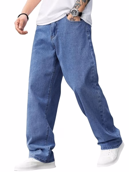 Trendy Blue Men Baggy Regular Fit Jeans