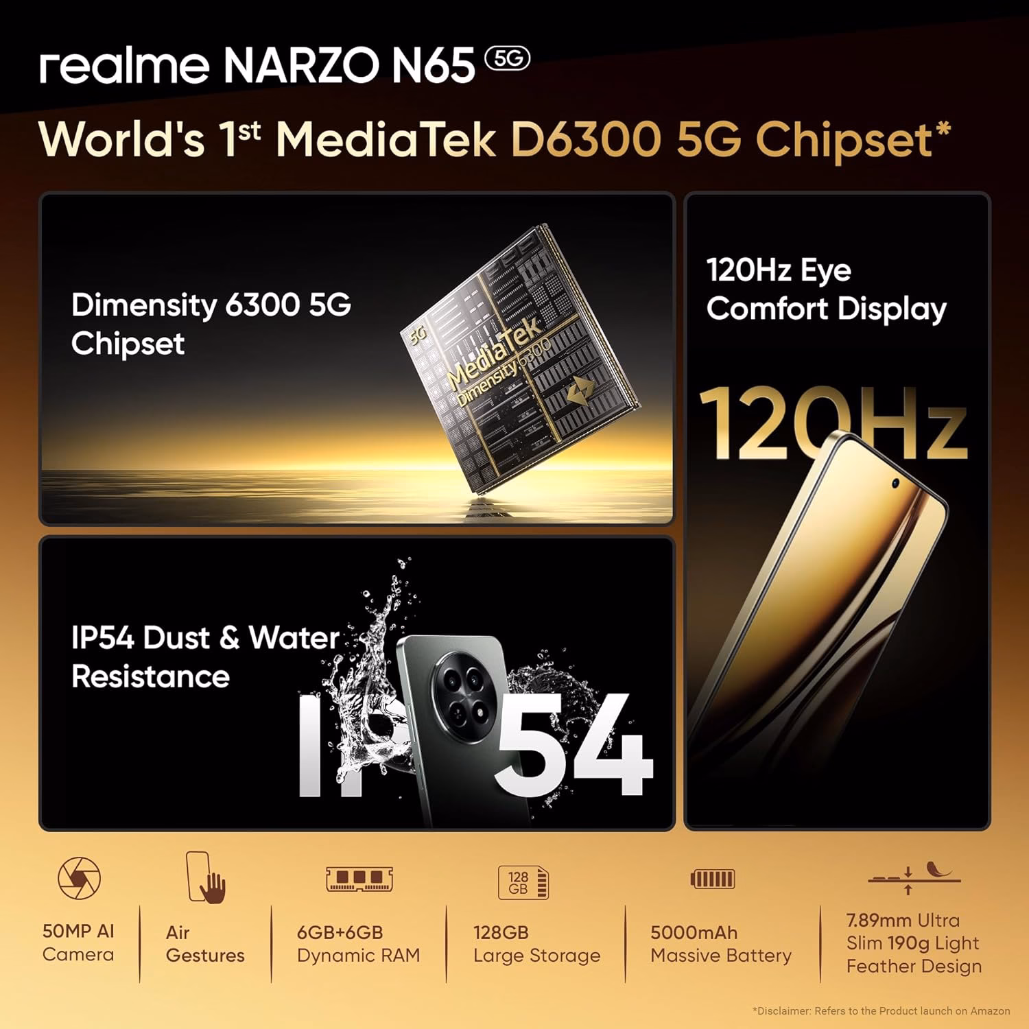 realme Narzo N65 5G (Amber Gold, 128 GB)??(6 GB RAM) - Image 4