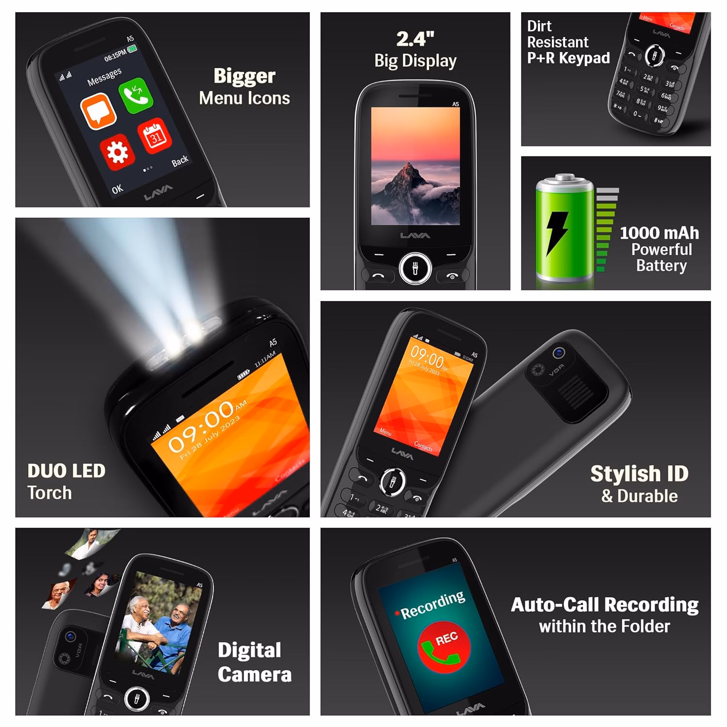 Lava A5 Keypad Mobile 32 GB??(Black) - Image 3