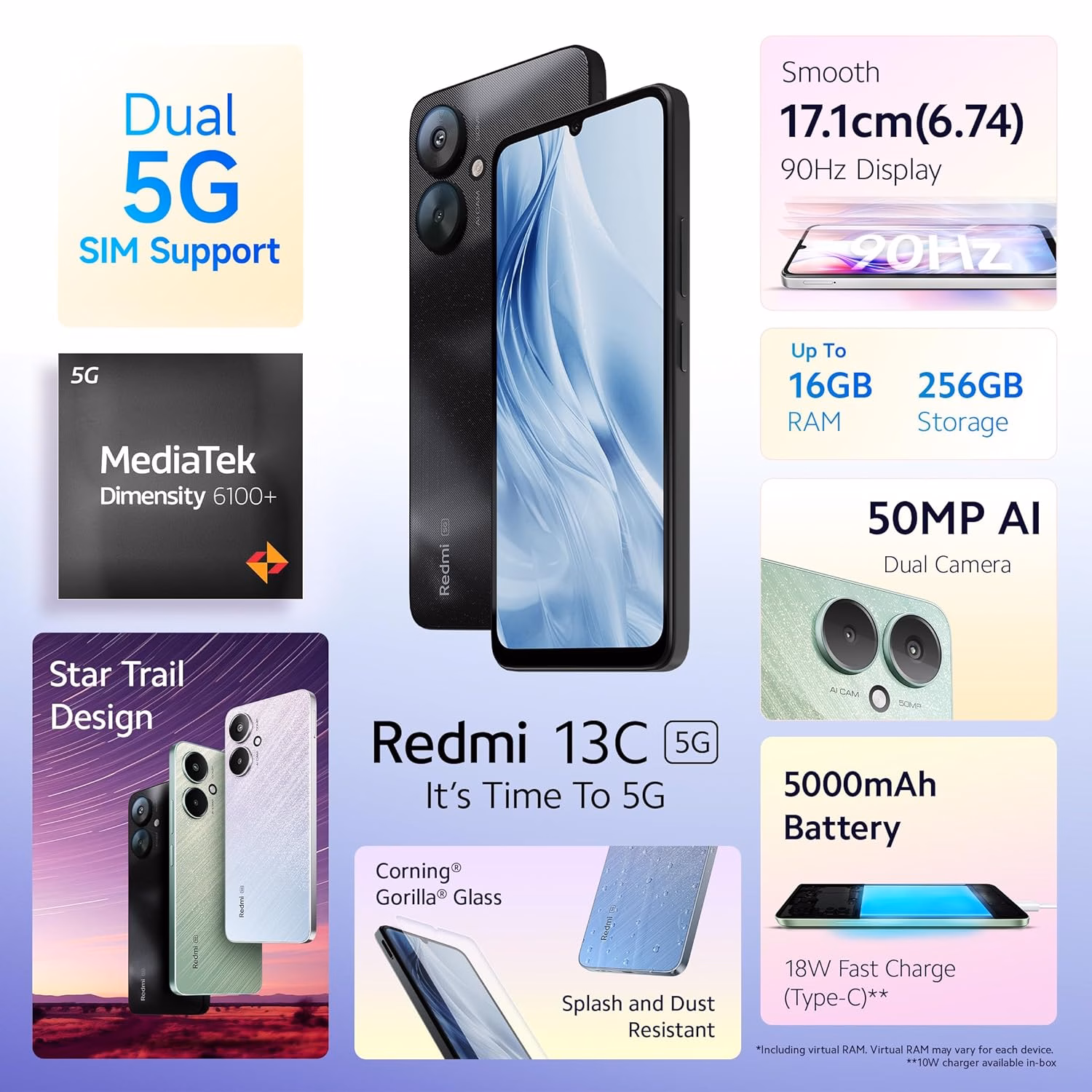 Redmi 13C 5G (Starlight Black, 128 GB)??(4 GB RAM) - Image 3