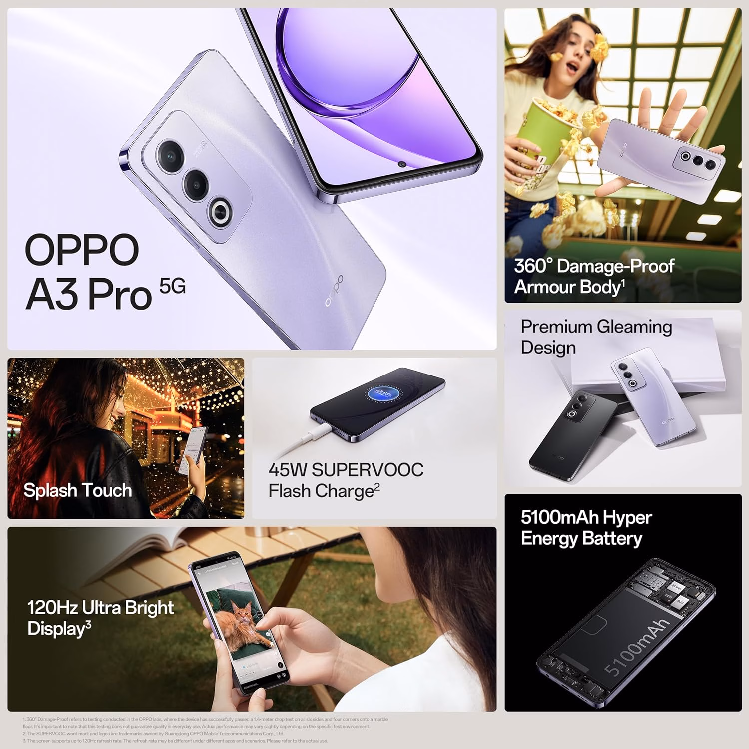 Oppo A3 Pro 5G (Moonlight Purple, 256 GB)??(8 GB RAM) - Image 3