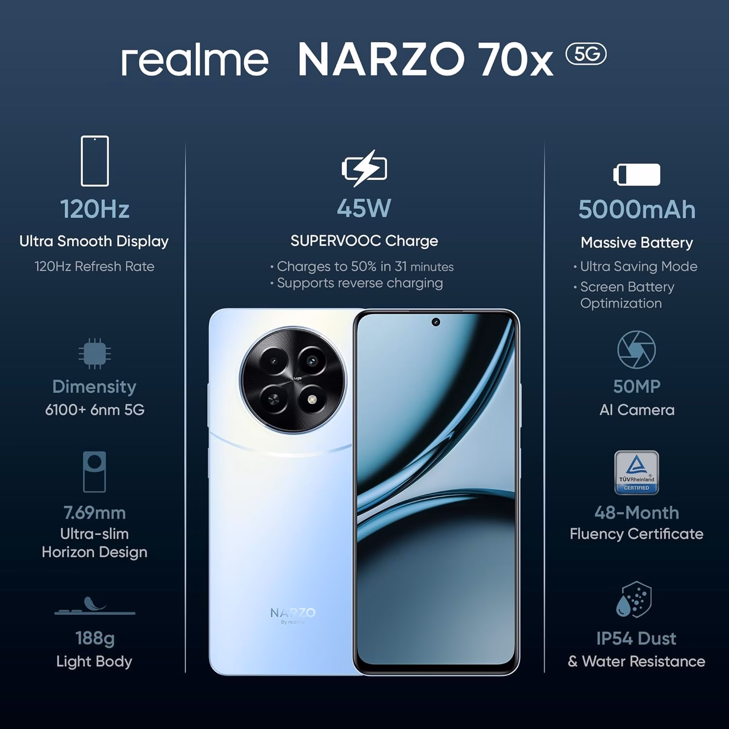 realme Narzo 70X 5G (Ice Blue, 128 GB)??(8 GB RAM) - Image 3
