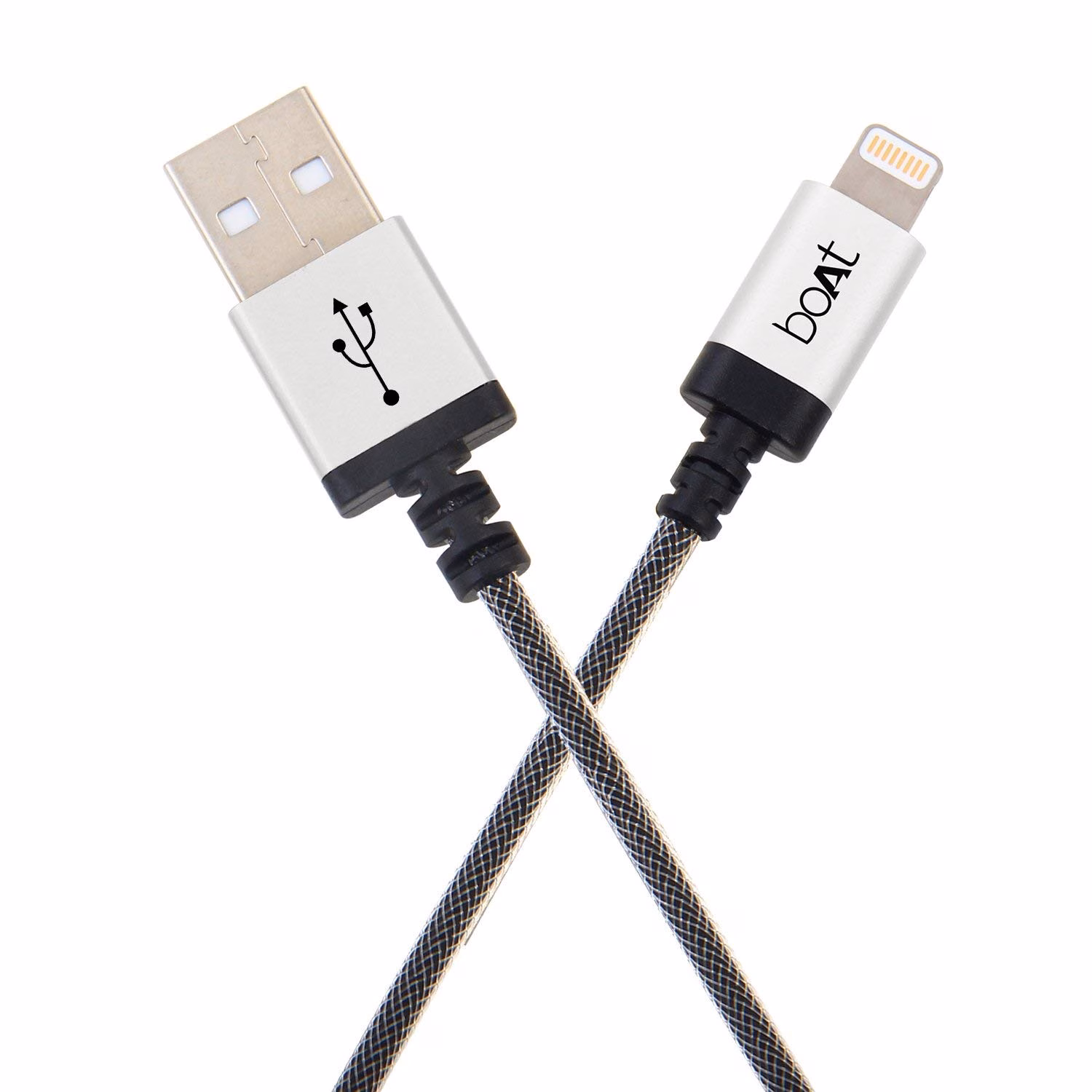 boAt Lightning Cable 2.4 A 2 m ltgsilver500-2m?(Compatible with Apple iPod, Apple iPad, Apple iPhone, Black, White, One Cable)