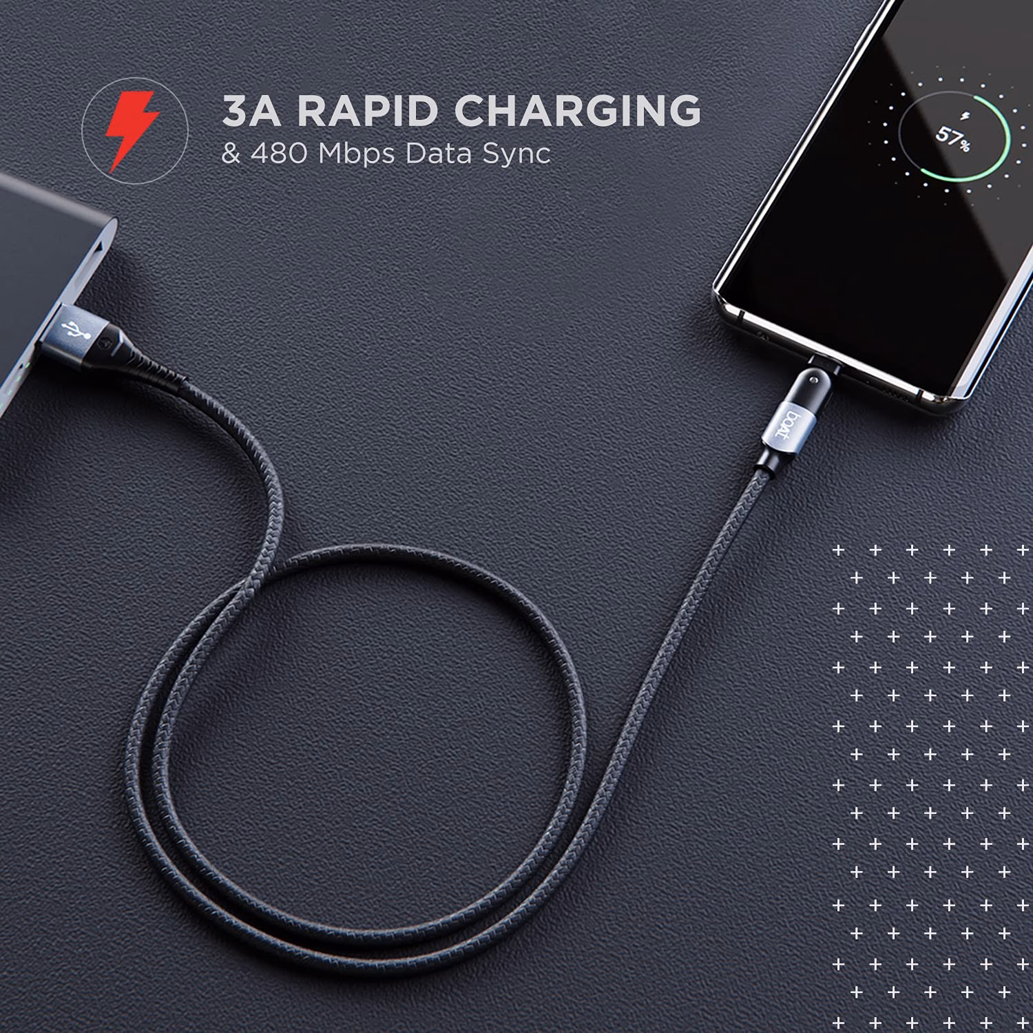 boAt USB Type C Cable 3 A 1.5 m C-Axis?(Compatible with Mobile, Laptop, Tablet, Black, Grey) - Image 4