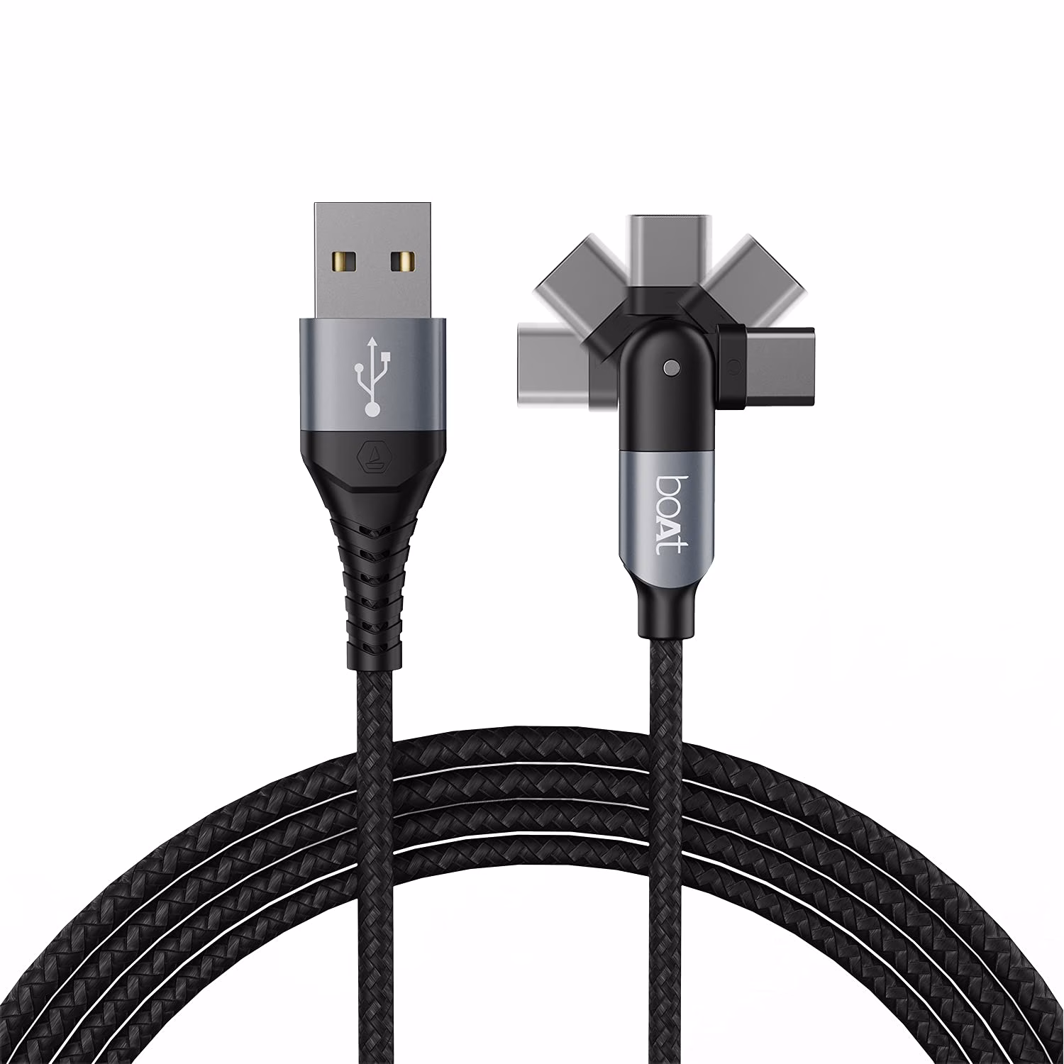 boAt USB Type C Cable 3 A 1.5 m C-Axis?(Compatible with Mobile, Laptop, Tablet, Black, Grey)