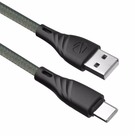 Zebronics USB Type C Cable 3 A 1.5 m Braided ZEB-UT300?(Compatible with Mobile, Green)