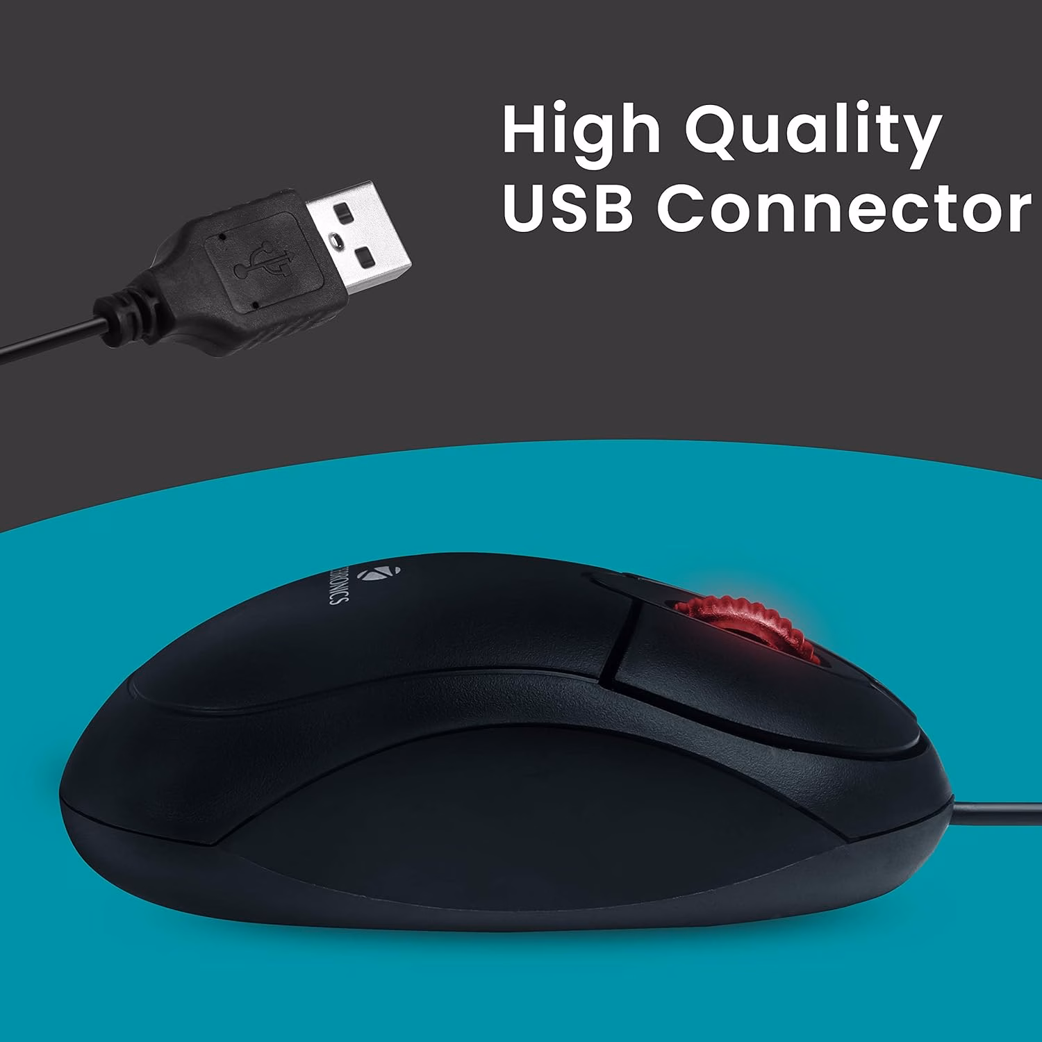 Zebronics Zeb-Rise Wired USB Optical Mouse with 3 Buttons (Black) - Image 3