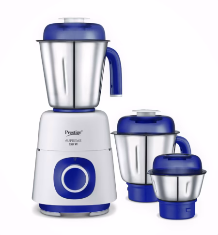 Prestige SUPREME 550 W Mixer Grinder,3 Jars (1500 ml,1200 ml,450 ml) 550 Juicer Mixer Grinder (3 Jars,Blue & Silver)