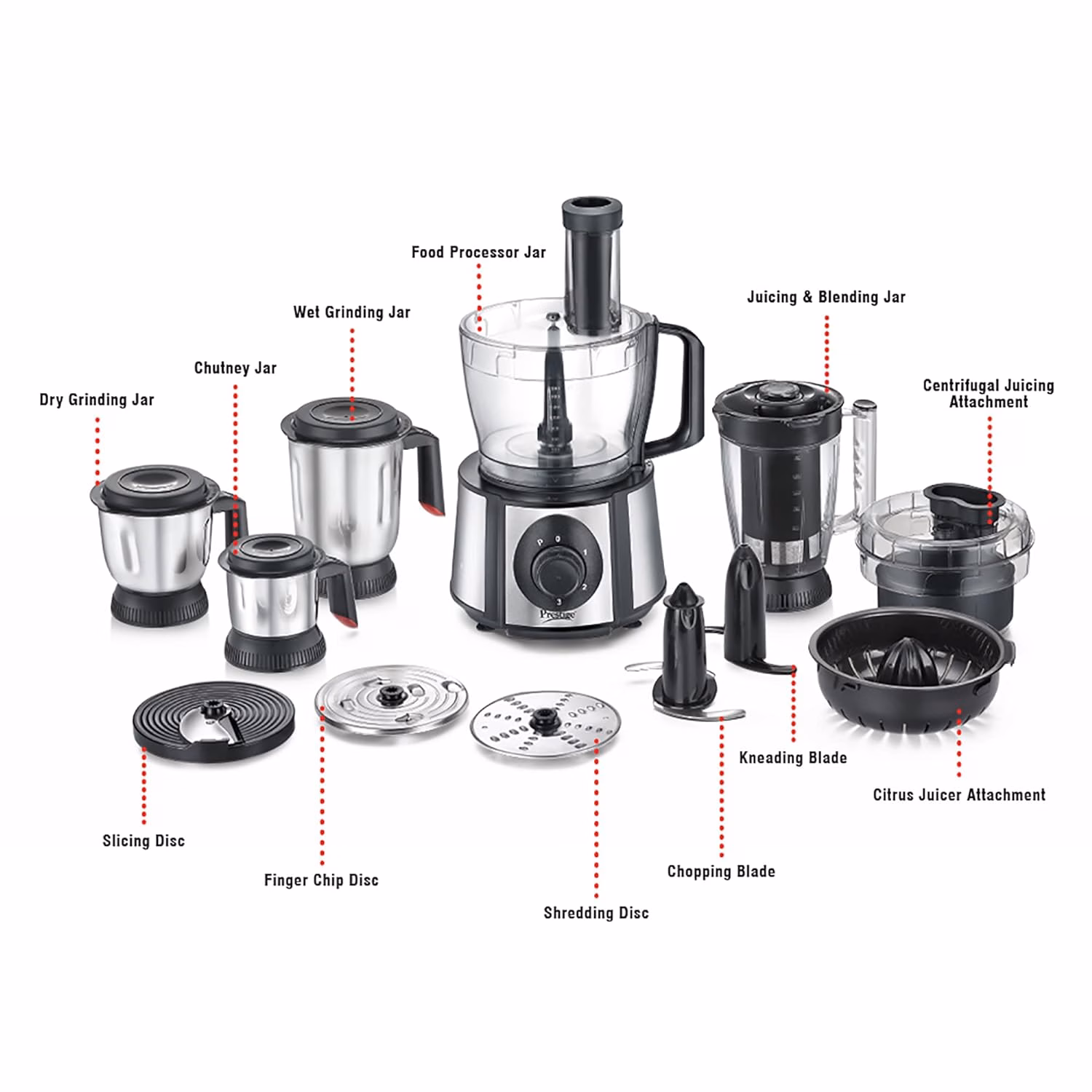 Prestige AMICA Super Mixer Grinder 1000 Juicer Mixer Grinder (5 Jars,BLACK WITH SILVER) - Image 3