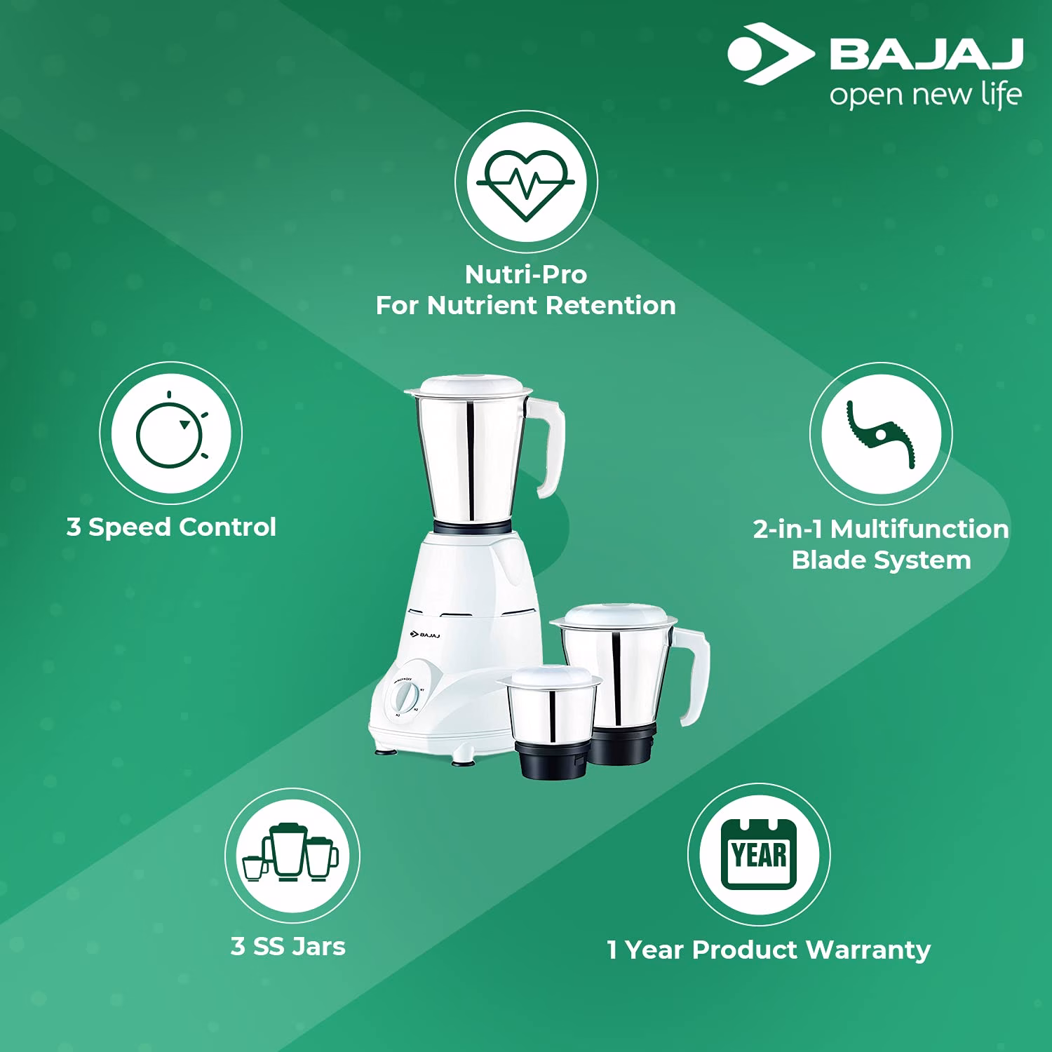 Bajaj Rex Mixer Grinder 500W - Image 4