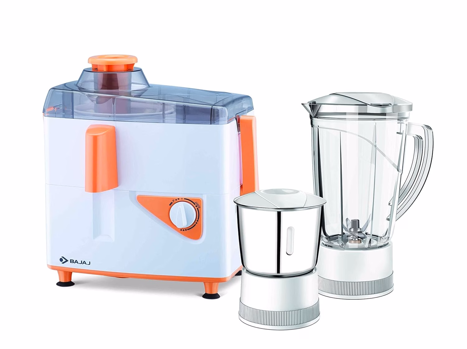 Bajaj Neo Jx4 450-Watt Juicer Mixer Grinder With 2 Jars (White/Orange) - Image 4