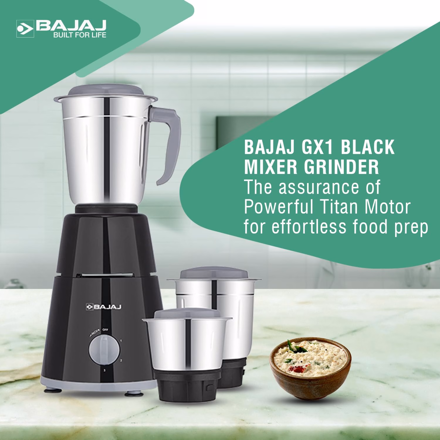 Bajaj 410569 GX 1 500 W Juicer Mixer Grinder (3 Jars,Black) - Image 3