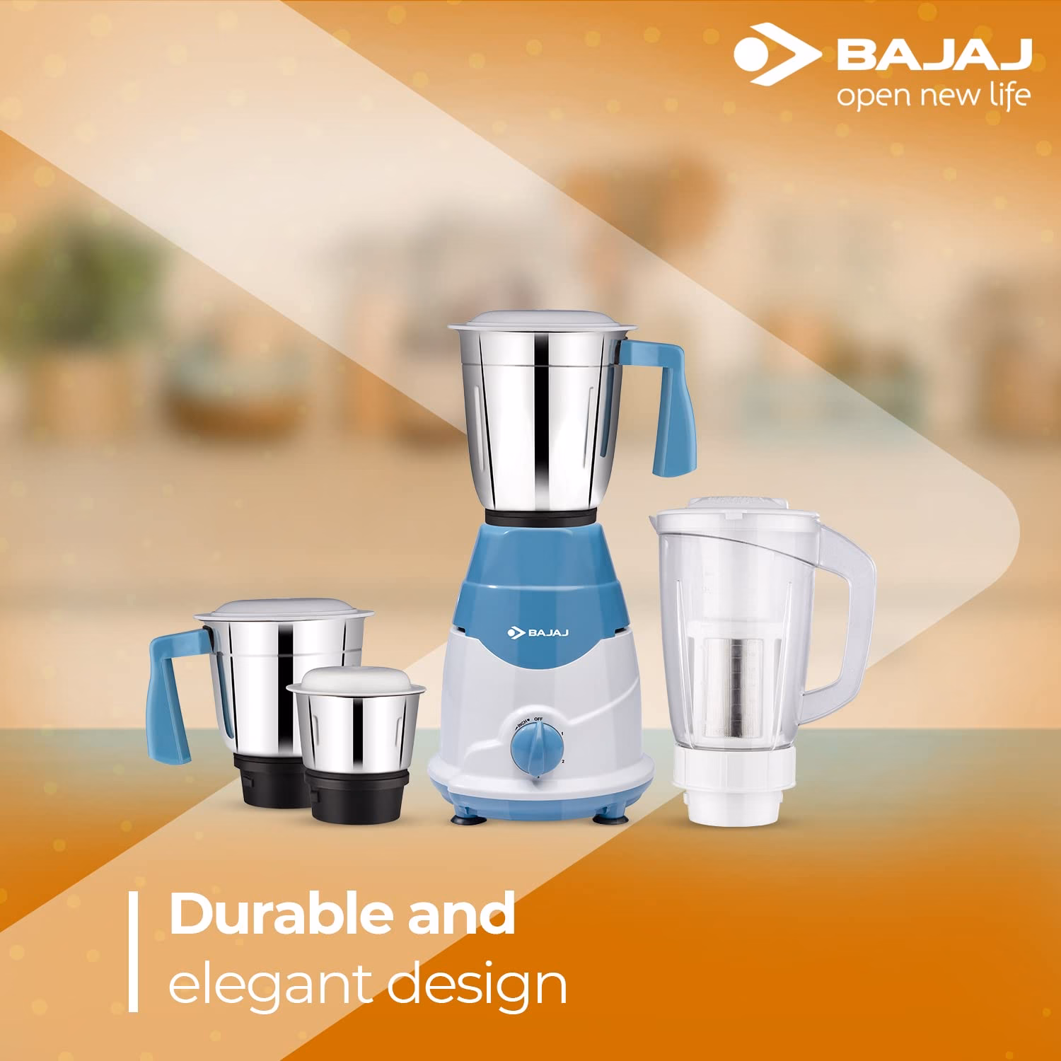 Bajaj REX DLX 750 Juicer Mixer Grinder (4 Jars,White) - Image 3