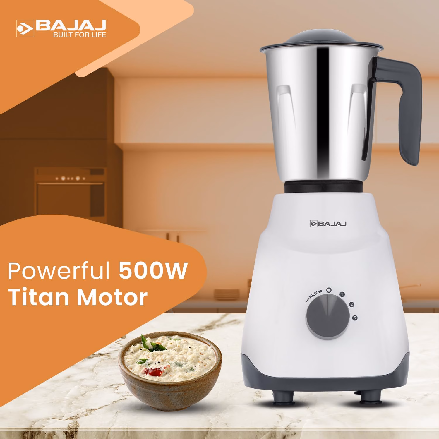 Bajaj 410579 3 500 W Juicer Mixer Grinder (3 Jars,white/grey) - Image 3