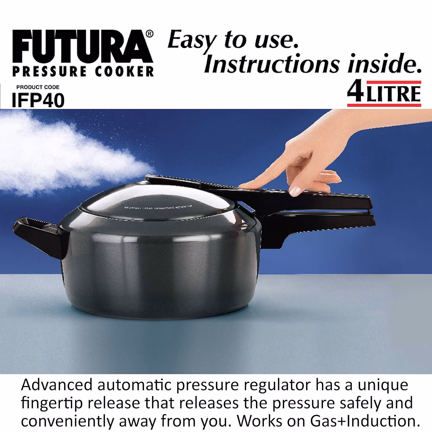 Hawkins Futura (IFP40) 4 L Induction Bottom Pressure Cooker?(Hard Anodized) - Image 3