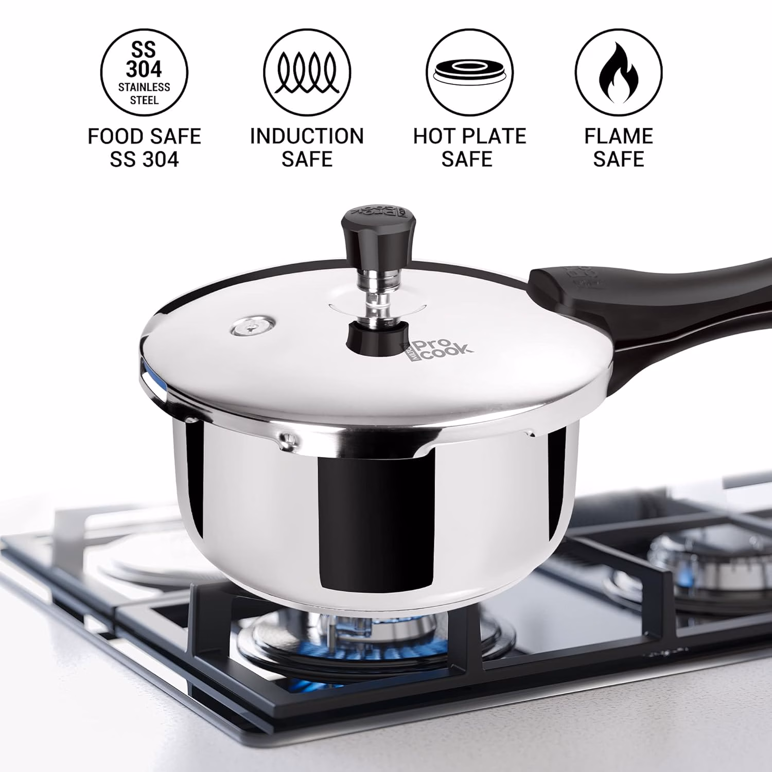 Milton Pro Cook Sandwich Bottom Stainless Steel Pressure Cooker with Outer Lid, 2 L Induction Bottom Pressure Cooker?(Stainless Steel) - Image 3