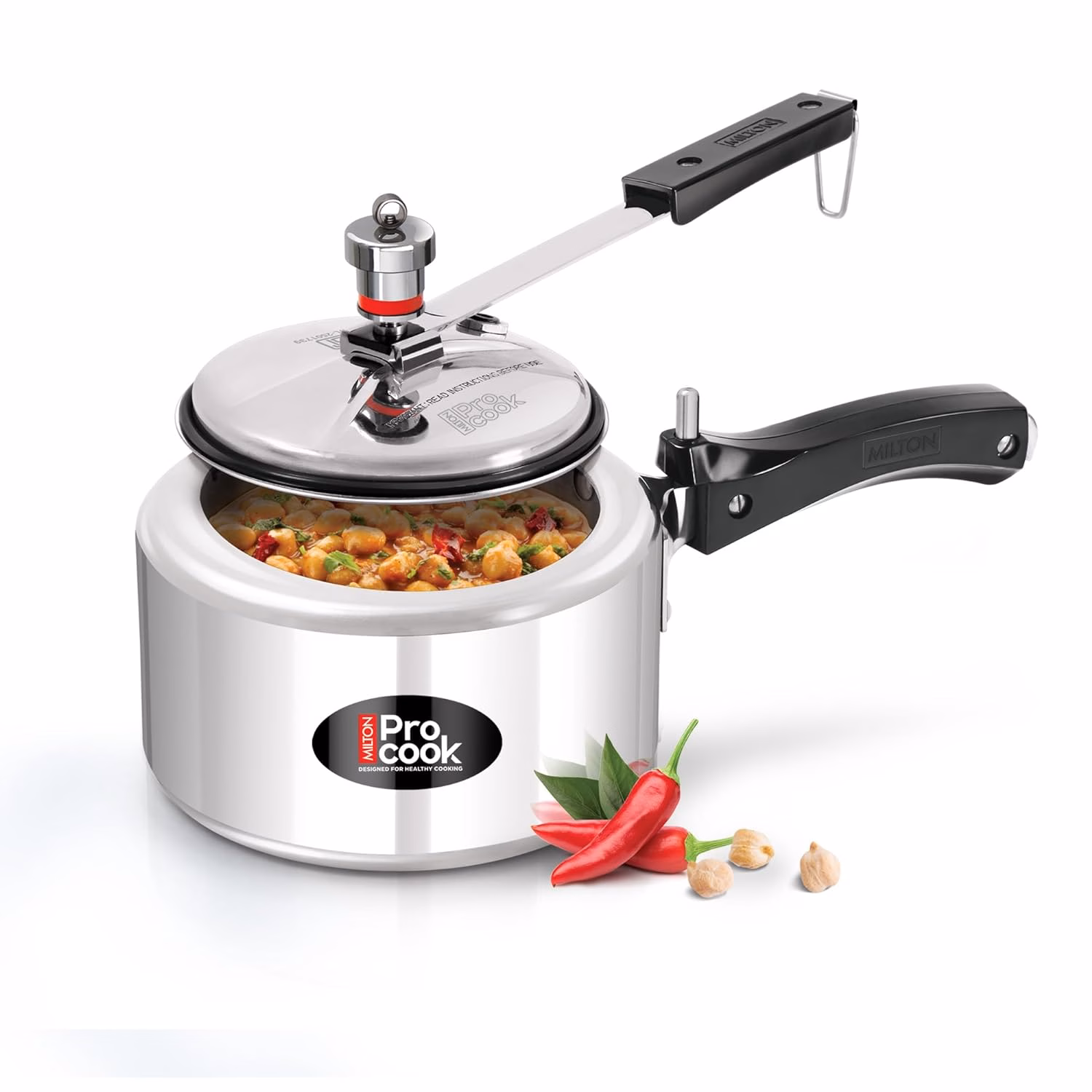 Milton Pro Cook Aluminium Induction Pressure Cooker With Inner Lid, Silver 2 L Induction Bottom Pressure Cooker?(Aluminium)